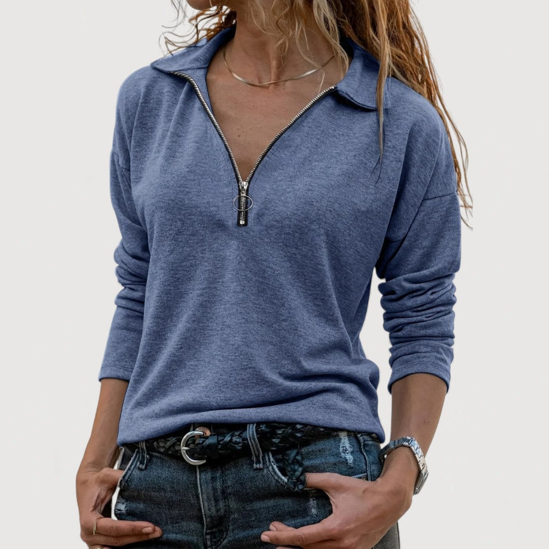 MAUREN – ZIP COLLAR TOP