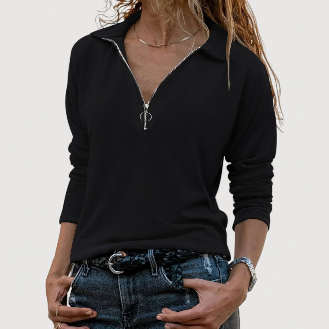 MAUREN – ZIP COLLAR TOP