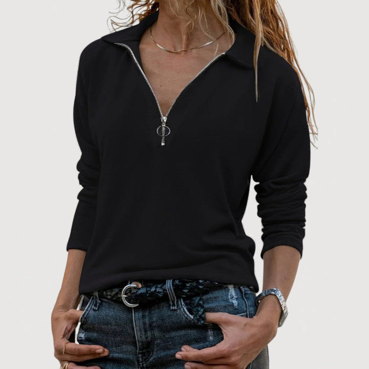 MAUREN – ZIP COLLAR TOP