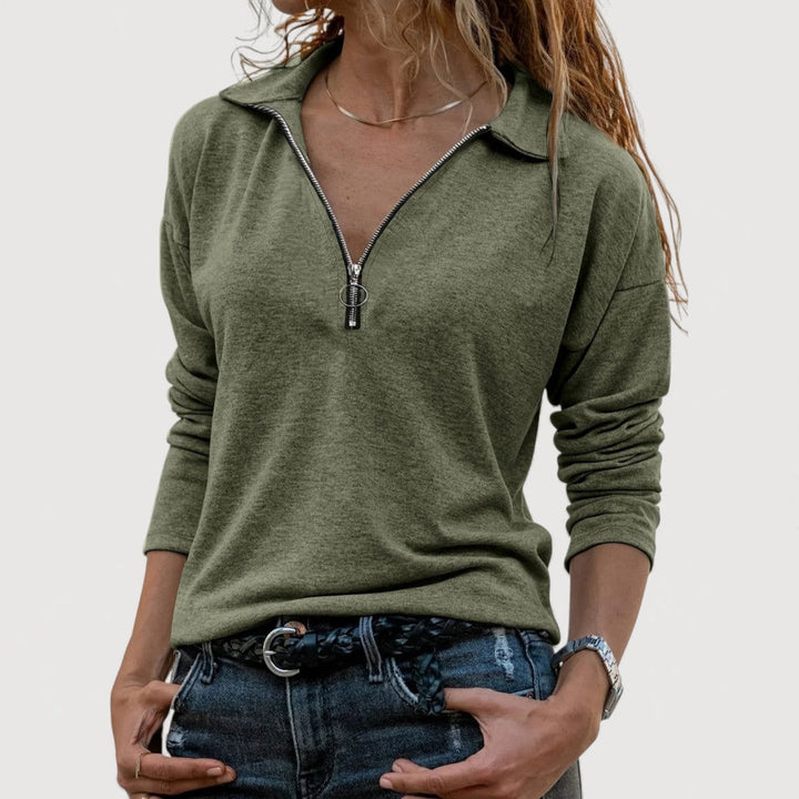 MAUREN – ZIP COLLAR TOP