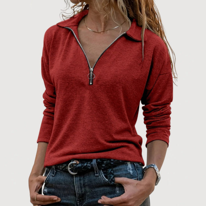 MAUREN – ZIP COLLAR TOP
