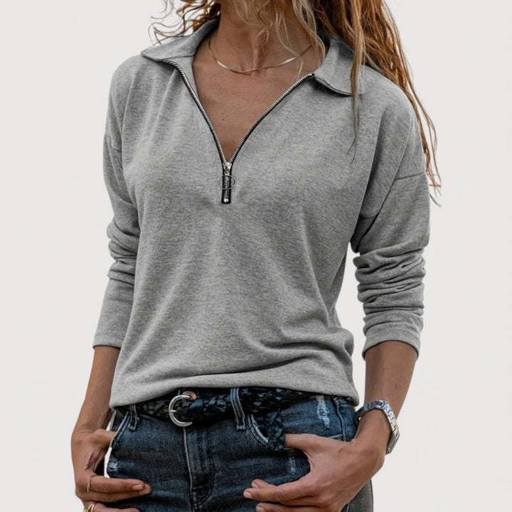 MAUREN – ZIP COLLAR TOP