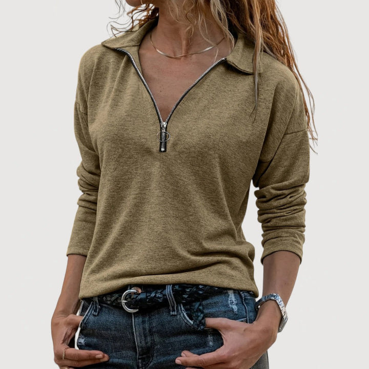 MAUREN – ZIP COLLAR TOP