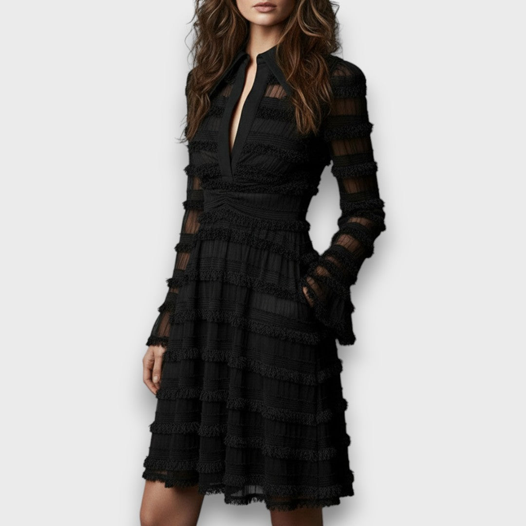Parisa – Midi Dress with Transparent Fringes